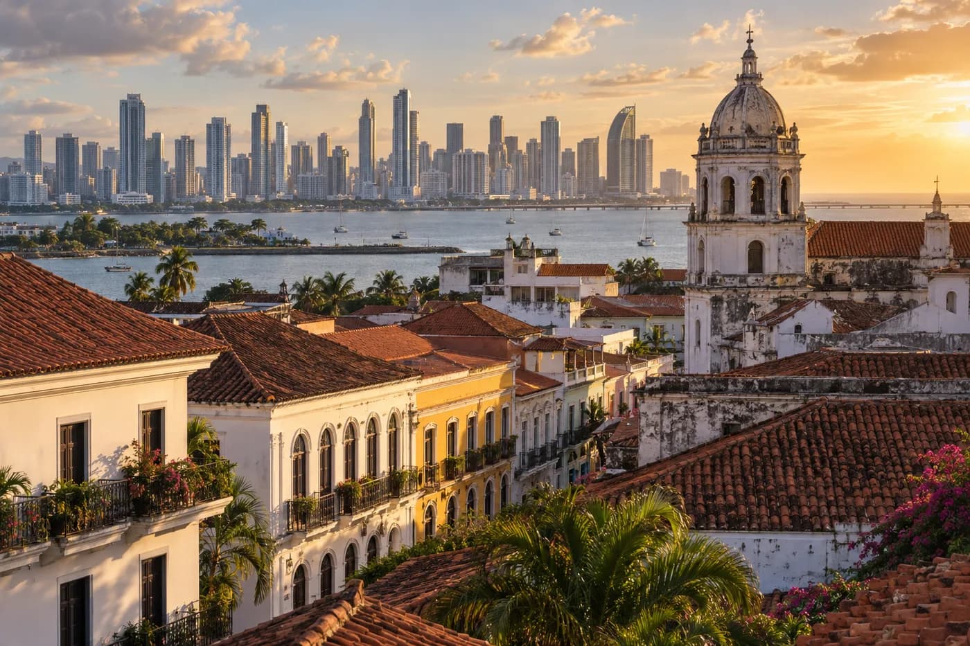 Illustrative view of Panama City and its bay